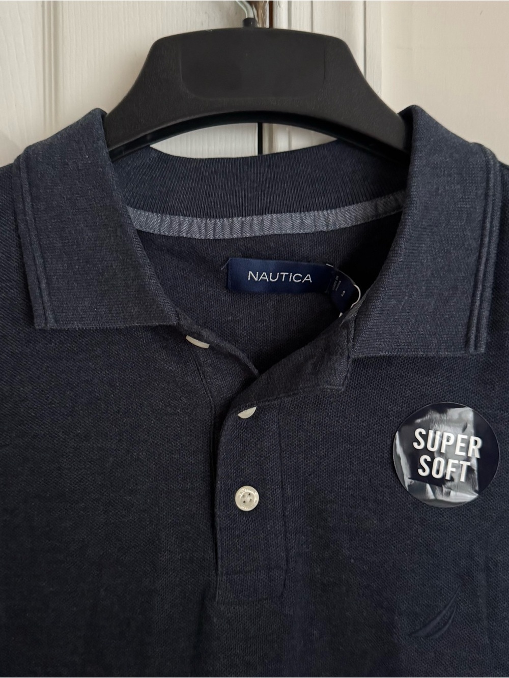 Nautica Men S Super Soft Polo Shirt NWT Heather Navy Blue Gray Tri Blend Small - Picture 6 of 11